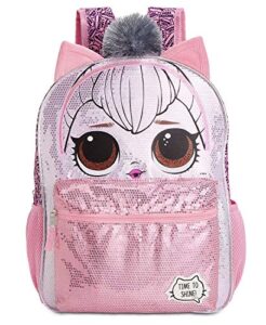 lol surprise queen kitty backpack for girls – 16 inch – lol school bag elementary school size pink
