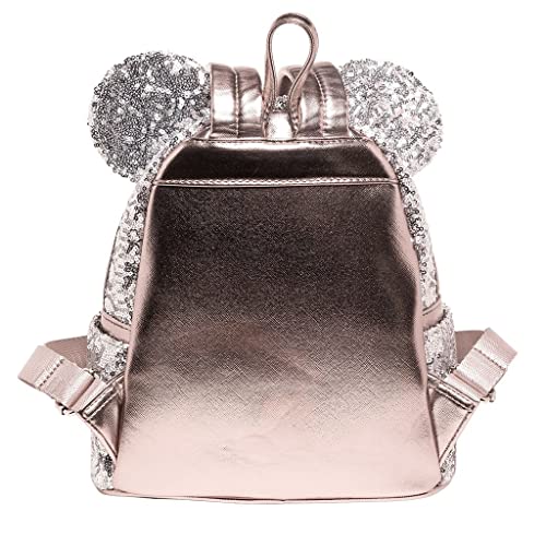 Loungefly Disney Minnie Mouse Silver and Pink Sequin Mini Backpack WDBK0645