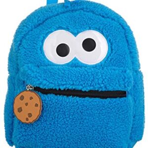 Sesame Street Toddler Cookie Monster Backpack, Back to School Bookbag for Toddler, Plush Zippered Bag