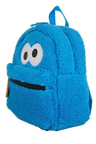 Sesame Street Toddler Cookie Monster Backpack, Back to School Bookbag for Toddler, Plush Zippered Bag