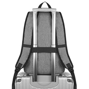 Mancro Laptop Backpack for Travel, 15.6 in Anti-Theft Business College School Bookbag for Men Women with USB Charging Port & Lock, Gifts for Teenage, Water Resistant Travel Computer Bag Daypack, Grey