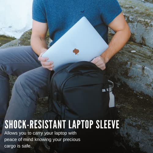 Ridge The Commuter - Weatherproof Backpack | Travel Backpack with Laptop Holder | Work Backpack | Weather Proof, RFID Blocking Nylon Backpack | Black