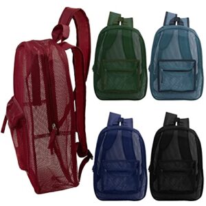 Moda West 17" See Thru Mesh Wholesale Backpack in 5 Asst Colors - Bulk Case of 24 Clear Bookbags