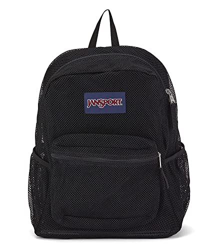 JanSport Eco Mesh Backpack for School, Black, 17” x 12.5” x 6” - Semi-Transparent Bookbag for Middle School Girls, Boys, Adults with Laptop Sleeve, Padded Back Panel - Large Student Backpack