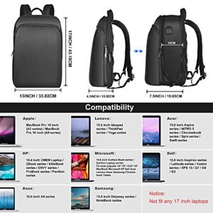 ZINZ Slim and Expandable 15 15.6 16 Inch Laptop Backpack Anti Theft Business Travel Notebook Bag with USB, Multipurpose Large Capacity Daypack College School Bookbag for Men & Women,Deep Black