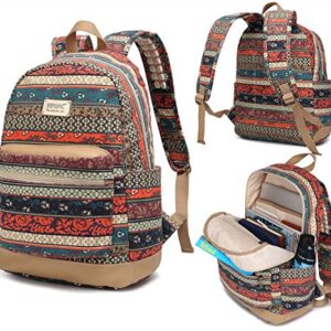 Kinmac New Bohemian Laptop Backpack with Massage Cushioned Straps Student Travel Outdoor Backpack for Laptop Up to 15.6 Inch