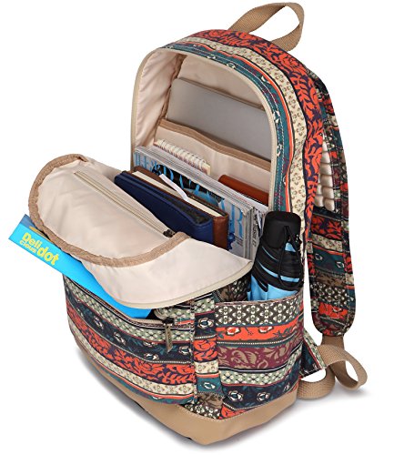 Kinmac New Bohemian Laptop Backpack with Massage Cushioned Straps Student Travel Outdoor Backpack for Laptop Up to 15.6 Inch