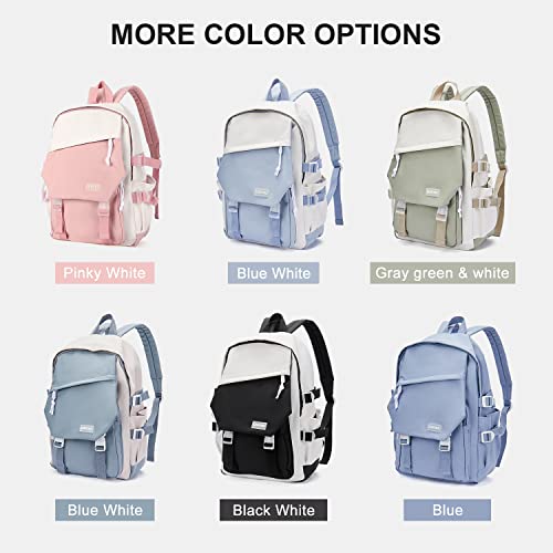 coowoz School Bag Lightweight Casual Daypack College Laptop Backpack for Men Women Water Resistant Travel Rucksack for Sports High School Middle Bookbag for girls(Gray Green white)