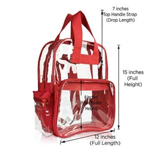 DALIX Wholesale Clear Backpacks Small Book Bags 50 Pcs in Red