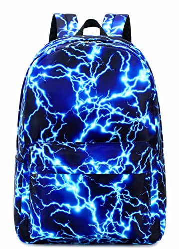 mezhsa Boy School Backpack Elementary Middle Lightning Bookbag Laptop Teenager Waterproof Lightweight 17 Inches (Blue)