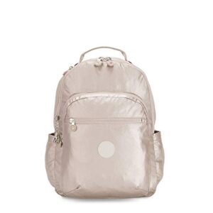 Kipling Women's Seoul 15” Laptop Backpack, Durable, Roomy with Padded Shoulder Straps, Nylon School Bag, Metallic Glow, Large