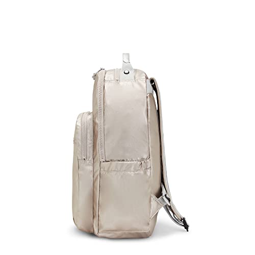 Kipling Women's Seoul 15” Laptop Backpack, Durable, Roomy with Padded Shoulder Straps, Nylon School Bag, Metallic Glow, Large