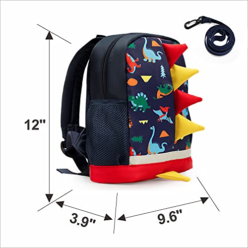 LESNIC Kids Dinosaur Backpack with Leash, Buckles in the Front , CPC Certified Medium Rucksack for 1-6 Years Old Boys & Girl, Dinosaur Rucksack Toddler Kids Bag 25 10 30.3cm/10 4 12in