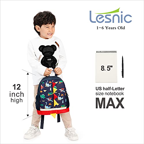 LESNIC Kids Dinosaur Backpack with Leash, Buckles in the Front , CPC Certified Medium Rucksack for 1-6 Years Old Boys & Girl, Dinosaur Rucksack Toddler Kids Bag 25 10 30.3cm/10 4 12in