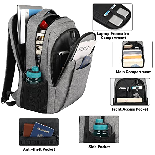 Laptop Backpack, Laptop Backpack 15.6 inch, TSA Durable Business Travel Laptops Backpack with USB Charging Port, Water Resistant College School Computer Bag Gifts for Men & Women Fits Notebook, Grey