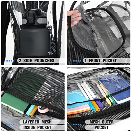 IMUXYUQ Clear Backpack Heavy Duty Clear Backpack With Front Accessory Pocket Reinforced Straps Built-In Key Hook Clear Backpacks, For School Work Sport Event
