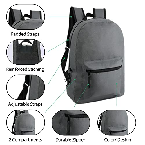 Moda West 24 Pack - 17 Inch Wholesale Basic Bulk Backpacks in Assorted Prints - Case of Bookbags