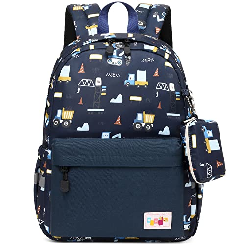 mygreen Toddler Backpack Car Colorful Truck Kids Backpack for Boys and Girls Cute Bus Preschool Bag Kindergarten Schoolbag With Chest Strap Truck Blue