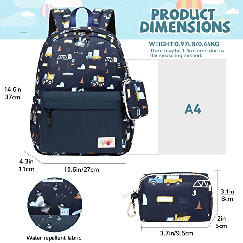 mygreen Toddler Backpack Car Colorful Truck Kids Backpack for Boys and Girls Cute Bus Preschool Bag Kindergarten Schoolbag With Chest Strap Truck Blue