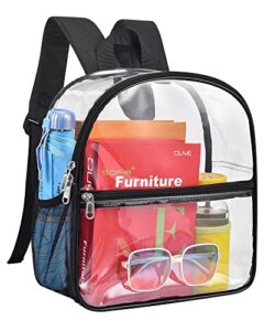 paxiland clear backpack stadium approved 12×12×6, clear backpack heavy duty with wider shoulder straps, clear mini backpack for concert sport events work travel school