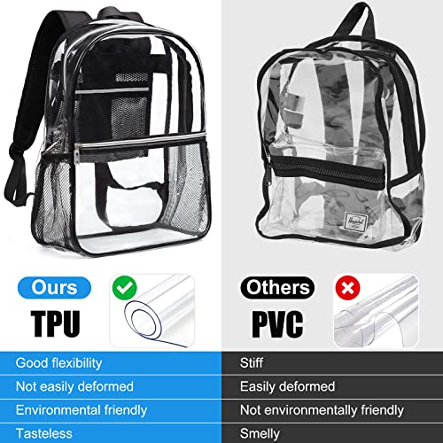 REAWUL Clear Backpack Heavy Duty Large TPU Transparent Backpacks See Through Backpacks for School,Security Travel,College. (Clear)