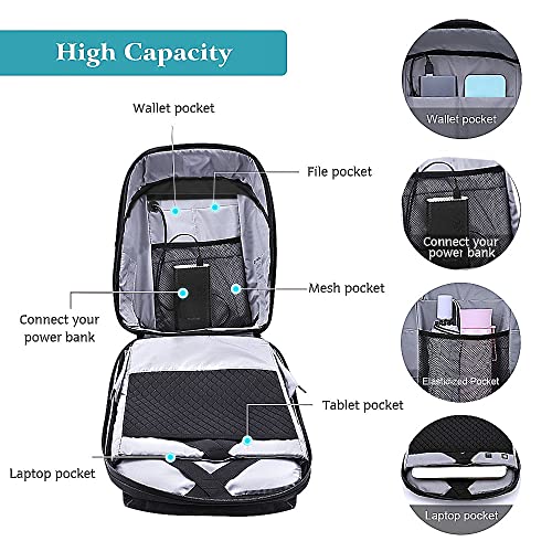 Tesinll Led Backpack with Programmable & Full Color Screen, Birthday Gift for Men/Women, Motorcycle Backpack, Waterproof Shoulder Travel Backpack, Laptop Backpack 15.6 Inch (Black)