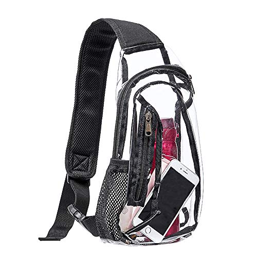 Edraco Clear Sling Bag, Stadium Approved Mini PVC Crossbody Shoulder Backpack, Transparent Casual Chest Daypack for Women & Men, Perfect for Hiking, Stadium or Concerts