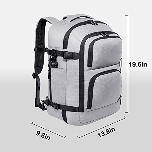 Dinictis 40L Travel Laptop Backpack for Men Women, Fit 17 Inch Notebook, Carry on Flight Approved Suitcase Backpack, Water Resistant Weekender Overnight Daypack, Grey