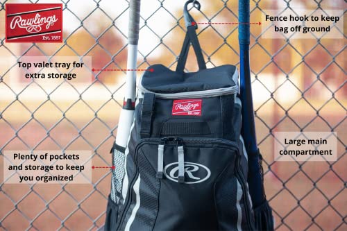 Rawlings R500 Series Baseball/Softball Backpack, Scarlet, 17.5˝ H x 15.5˝ W x 8.5˝ D