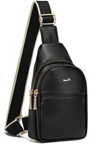 peyorom small crossbody sling bag for women, vegan leather chest bags sling backpack hiking travel daypack black