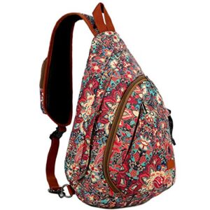 large sling backpack crossbody shoulder chest bag travel hiking daypack for women xb-04 (multicolored)