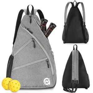 a11n pickleball bag, reversible crossbody sling bag / backpack for women men, charcoal