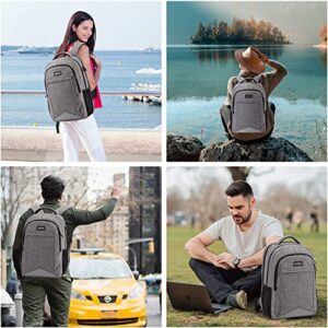 Lumesner Laptop Backpack for Men,Water Resistant Travel Laptop Backpack with USB Charging Port,Anti Theft College School Backpack Laptop Bag for Women Fits 15.6 Inch Computer and Notebook-Grey