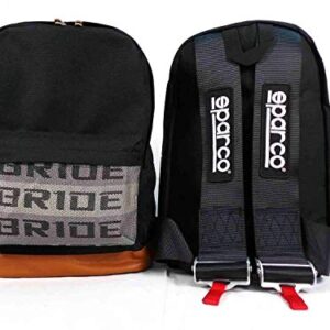 JDM Bride Racing Backpack Brown Bottom with Black Harness Straps