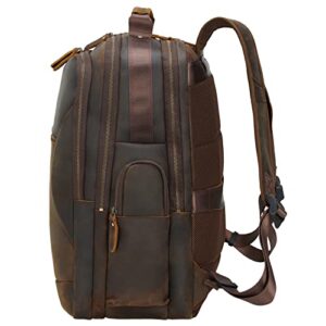 TIDING Vintage Full Grain Leather 17.3 Inch Laptop Backpack Large Camping Travel Weekender Daypack For Men 31.9L