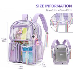 AUOBAG Clear backpack for girls Backpacks elementary Bookbags Middle School bags Women Casual Daypack Send pendant (Purple)