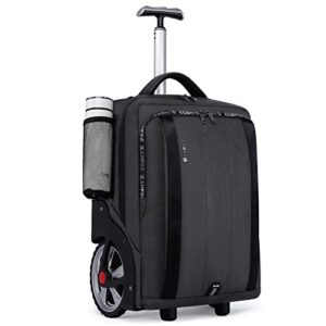 rolling backpack wheeled backpack, business travel backpack, carry on luggage waterproof bag, fit 17.3 inch notebook men women and college student computer bag (black)