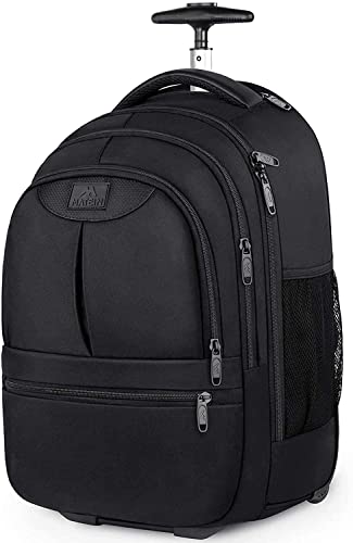 Rolling Backpack,Water Resistant Wheeled Travel Backpack,Laptop Backpack for Women Men,Carry on Luggage Backpack Fit 15.6 inch Notebook,Trolley Suitcase Business Bag College Student Computer Bag,Black