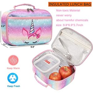 Backpack for Girls,Octsky Kids backpacks Preschool Kindergarten Bookbag Cute Lightweight With Chest Strap and Lunchbox (Unicorn)