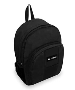everest luggage backpack with front and side pockets, black, large