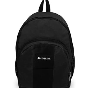 Everest Luggage Backpack with Front and Side Pockets, Black, Large