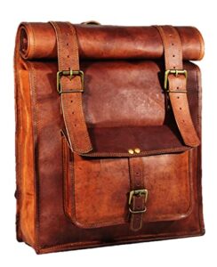 urban dezire men’s leather vintage roll on laptop backpack rucksack knapsack college bag