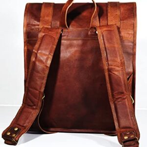 URBAN DEZIRE Men's Leather Vintage Roll On Laptop Backpack Rucksack knapsack college bag
