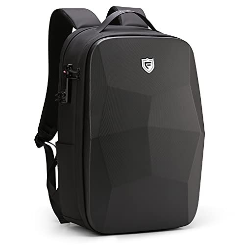 FENRUIEN 17.3-Inch Hard Shell Laptop Backpack,Anti-Theft Waterproof Business Travel Computer Backpack,Black Gaming Laptop Bag with USB Port for Men