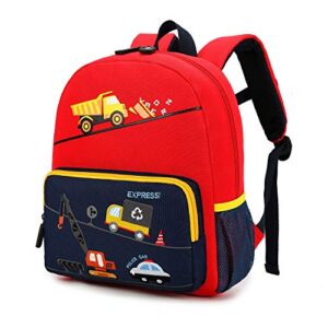 willikiva car dinosaur kids toddler backpack for boys and girls children waterproof preschool bag(bus)