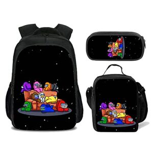 amyatliy kids backpack with lunch box for boys school bags student bookbag for girls game fans gifts (color 2)