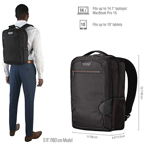EVERKI Studio Slim Business Professional 14.1-Inch/MacBook Pro 15 Laptop Backpack, Lightweight, Men or Women (EKP118)