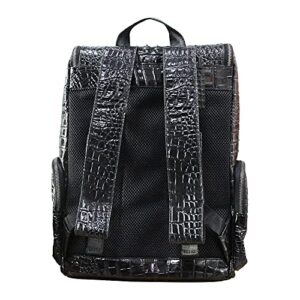 boshiho Real Leather Laptop Backpack Fashion Travel Bag Daypack for Men, Crocodile Pattern ( L)