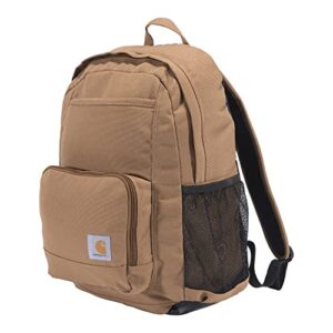 carhartt 23l single-compartment backpack, durable pack with laptop sleeve and duravax abrasion resistant base, brown, one size