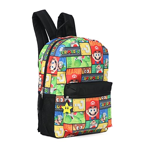 Super Mario 16" Allover Print Character School Backpack